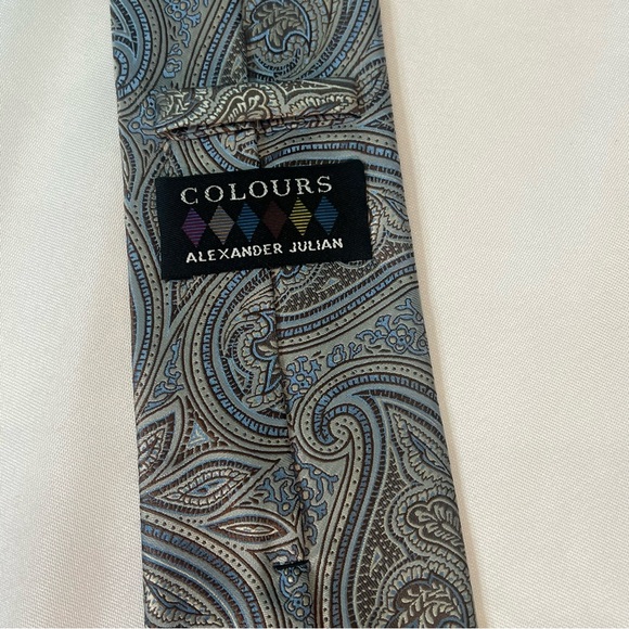 Alexander Julian Paisley Tie - Blue and Gray - Picture 2 of 4